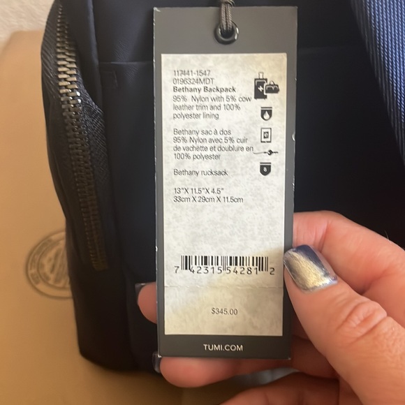 Tumi Bethany Backpack, navy blue, new with tags - Picture 6 of 6